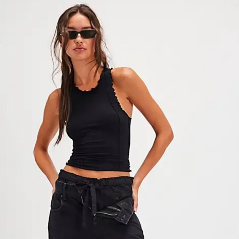 Free People Black Ribbed Tank Top - Picture 10 of 10